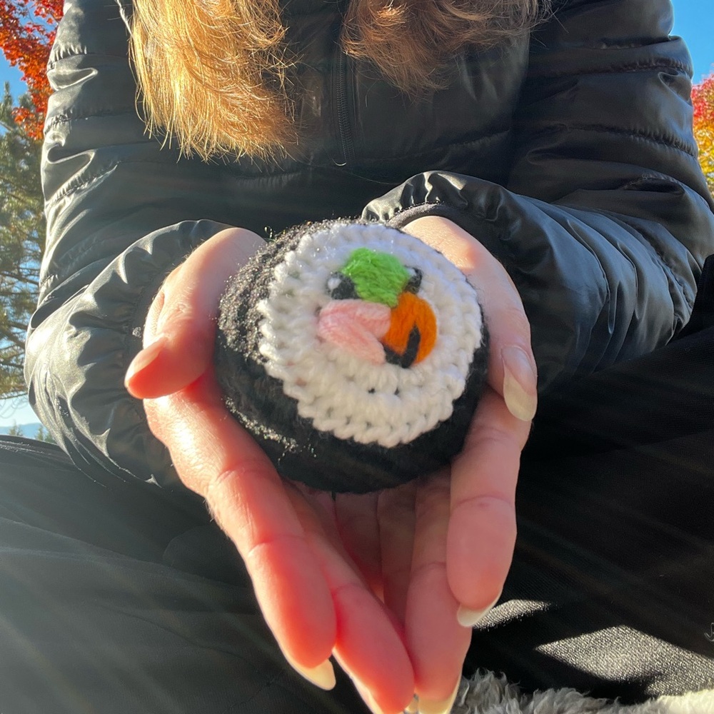 Hand Crocheted Set of 4 Happy Little Sushi Rolls Plushies! - Picture 13 of 15